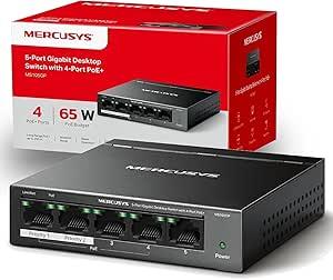 سويتش 4 بورت Gigabit POE [ 4P × 1000 + 1P UP 1000Mbps ] METAL 65W