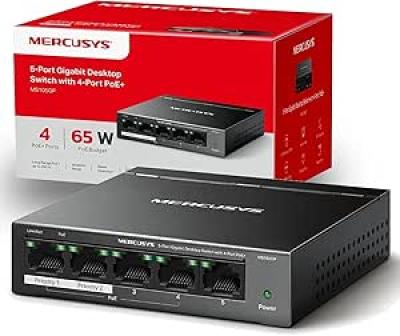 سويتش 4 بورت Gigabit POE [ 4P × 1000 + 1P UP 1000Mbps ] METAL 65W